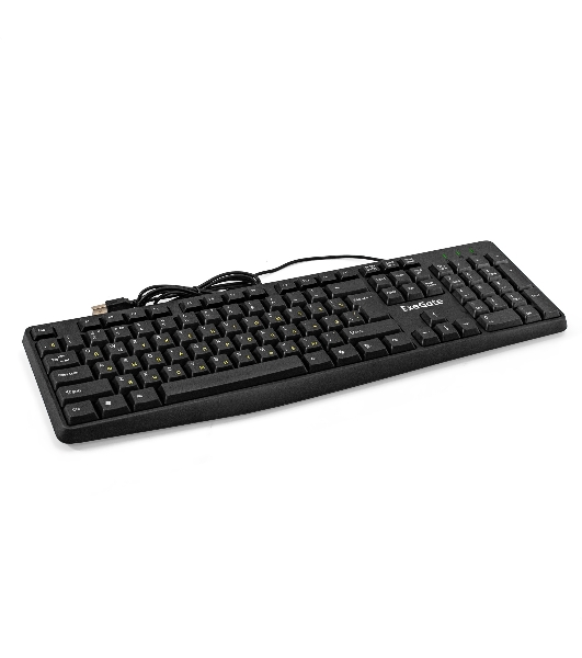 Клавиатура проводная ExeGate EX298364RUS Smart K120 (USB, полноразмерная, влагозащищенная, 104кл., Enter большой, длина кабеля 1,6м, черная, RTL)