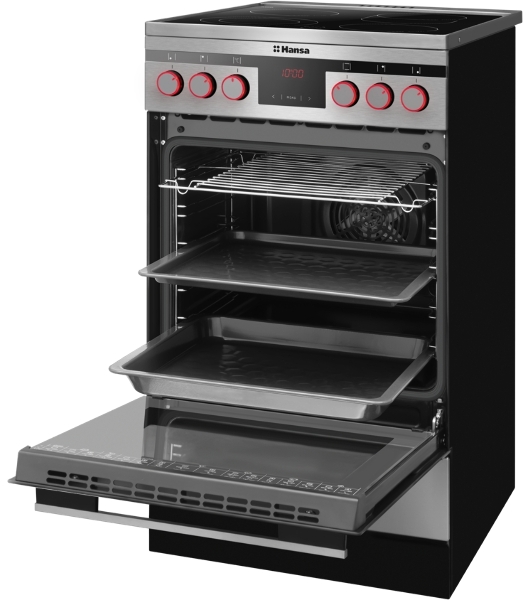 Плита электрическая Hansa FCCX58225 серебристый, конфорок 4 шт, духовка 65 л, 50 см x 85 см x 60 см
