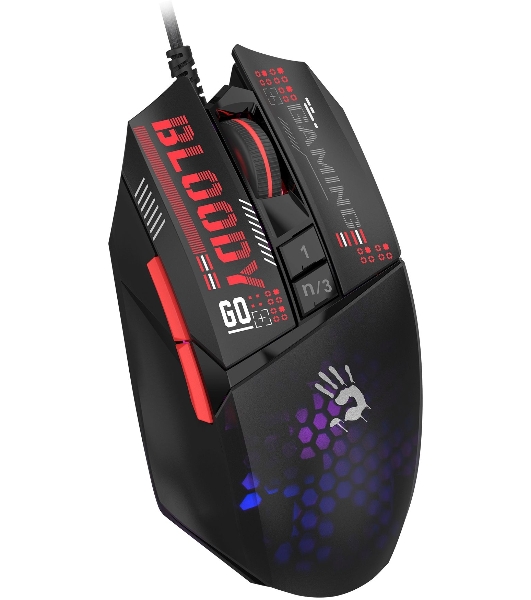 Мышь проводная A4Tech Bloody W60 Max Mini черный, 12000 dpi, USB, кнопки - 9