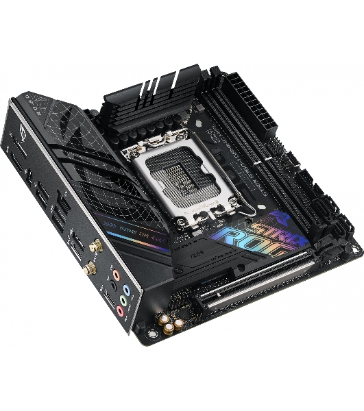 Материнская плата ASUS ROG STRIX B760-I GAMING WIFI, LGA 1700, Intel B760, 2xDDR5, 4xSATA, 2xM.2, 1xPCIe 5.0 x16, 1xHDMI, 1xDP, 1x 2.5Gb LAN, 3xUSB-A 2.0, 3xUSB-A 3.2 Gen 1, 1xUSB-C 3.2 Gen 1, 1xUSB-C 3.2 Gen 2x2, 5x3.5 мм, 7.1, Mini-ITX