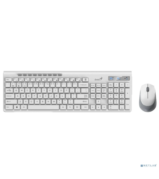 Комплект клавиатура+мышь Genius SlimStar 8230 беспроводной, USB + Bluetooth, 1000 DPI, белый