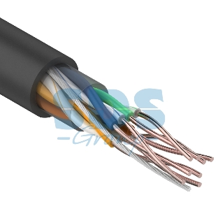 Кабель UTP Rexant 4PR 24AWG, CU (медь), cat.5e, 100 МГц, PE, черный, OUTDOOR, бухта 100 м