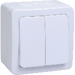 Выкл 2кл о/у IP54 (цвет клавиши:белый) ГЕРМЕС PLUS IEK EVMP20-K01-10-54-EC ВС20-2-0-ГПБ, фото 1
