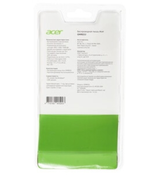 Мышь беспроводная Acer OMR032 черный/красный, 1600 dpi, радиоканал, USB, кнопки - 4
