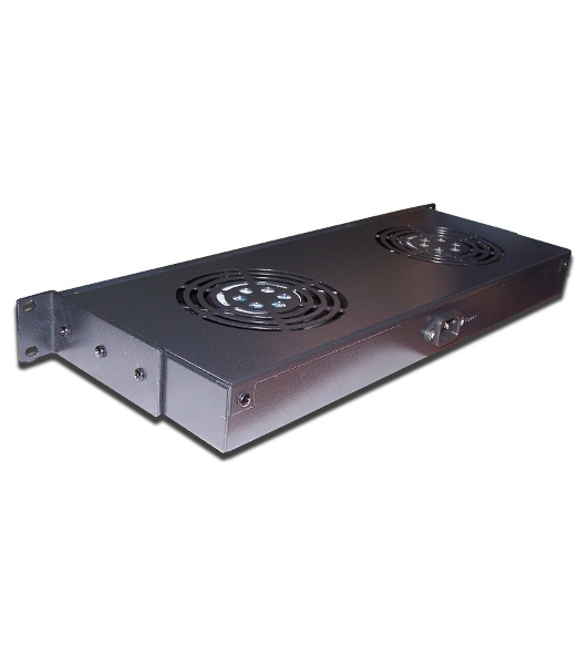 Блок 2-х вентиляторов Lanmaster 19', с термостатом, 1U TWT-CBB-FANB2-RACK-T (упак.:1шт) 1м