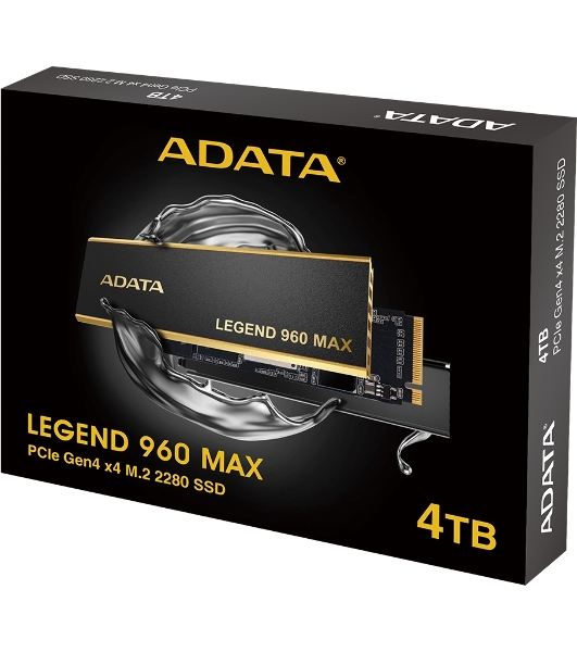 Накопитель SSD ADATA LEGEND 960 MAX, 4Tb, M.2 2280, PCIe 4.0 x4, NVMe, R/W 7400/6800, с радиатором