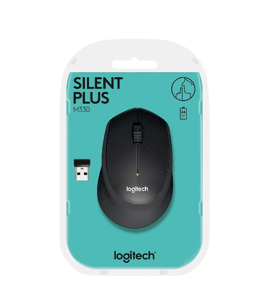 Мышь беспроводная Logitech M330 SILENT PLUS черный, 1000 dpi, радиоканал, USB, кнопки - 3