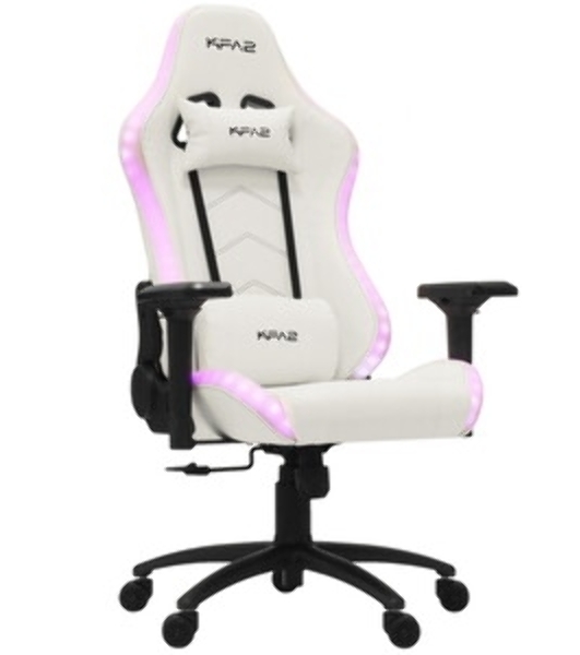 Кресло KFA2 Gaming Chair 01 RGB SE белый, экокожа, RGB-подсветка, подголовник