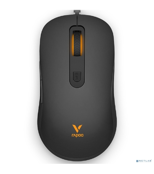Мышь проводная Rapoo V16RGB черный, 12800 dpi, USB, кнопки - 6