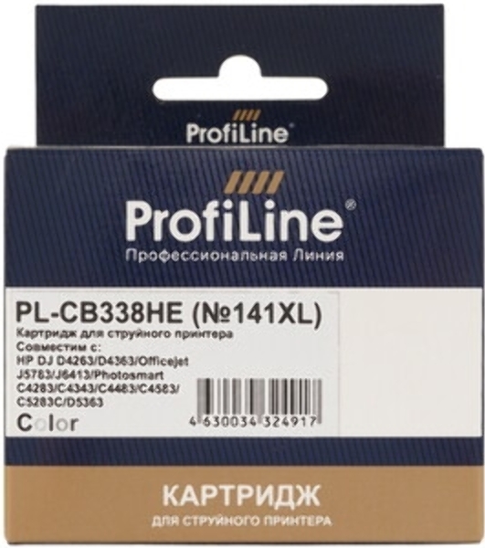 Картридж струйный ProfiLine PL-CB338HE №141XL для принтеров HP DJ D4263/D4363/Officejet J5783/J6413/Photosmart C4283/C4483/C4583/C5283C/D5363 Color водные