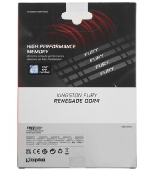 Оперативная память Kingston Fury Renegade, DDR4, 16Gb (1x16GB), 4000MHz, CL19, DIMM, с радиатором, черный