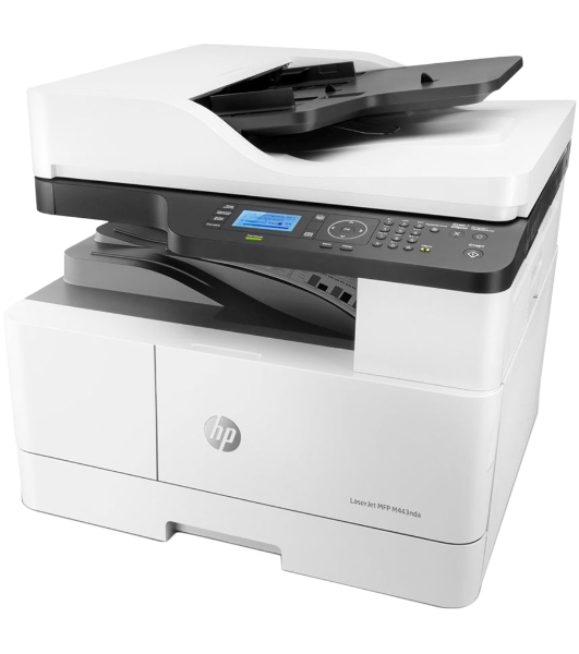 МФУ лазерное HP LaserJet MFP M443nda (8AF72A), A3, ч/б, печ. до 25 стр/мин. (А4) до 13 стр/мин. (А3), скан. до 21 стр/мин., 1200 x 1200 dpi (печать) 600x600dpi (скан.), USB, RJ-45