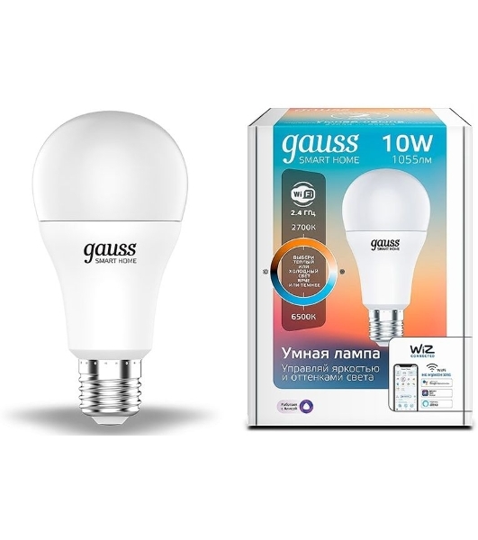 Лампа Светодиодная Gauss Smart Home DIM+CCT E27 A60 10 Вт 1/10/100