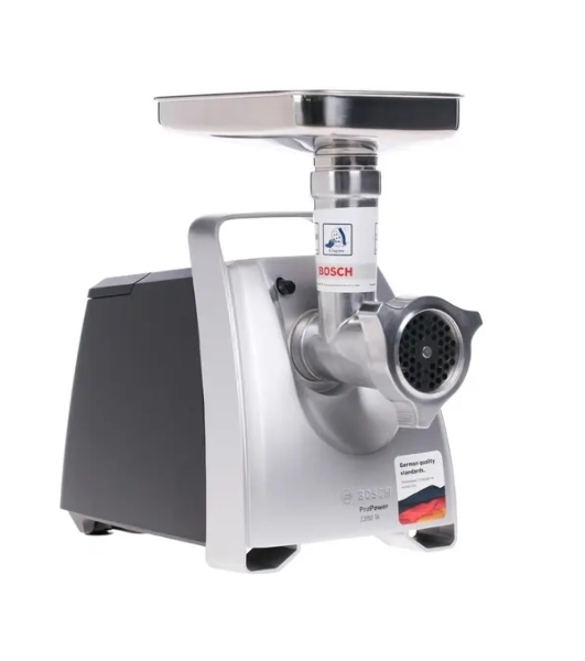 Мясорубка электрическая Bosch MFW68640 черный, 2200 Вт, 4.3 кг/мин, реверс, металлический лоток, насадки - 5