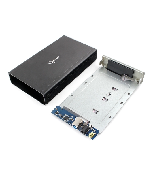 Внешний корпус 3.5' Gembird EE3-U3S-80, черный, USB 3.0, SATA, HDD/SSD, алюминий, сенсорная кнопка, блок питания
