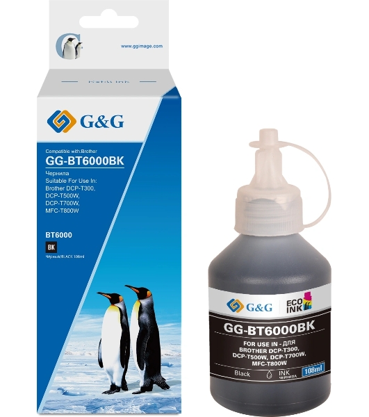 Чернила G&G GG-BT6000BK черный108мл для Brother HL-1110/1112A/1210/1212;DCP-1510/1512/1