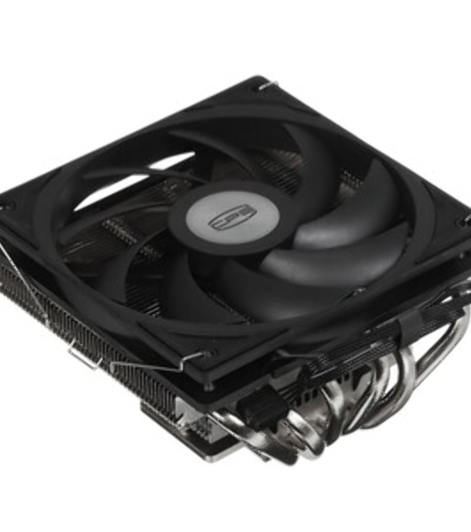 Кулер для процессора PCCooler RC600-67 (125W, 4-pin PWM, 67.5mm, Al, 4x6mm, 1x120мм, 62.5CFM, 32.5dBA, 2300RPM, S: 1851/1700/1200/115X, AM5/AM4, черный)