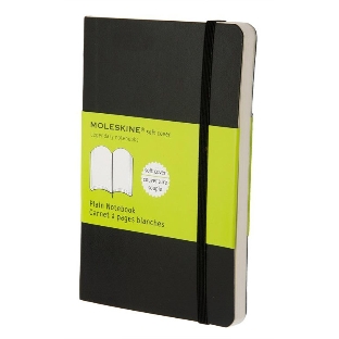 Блокнот Moleskine CLASSIC SOFT 90x140 мм, 192 страниц, нелинованный, мягкая обложка, фиксирующая резинка, черный