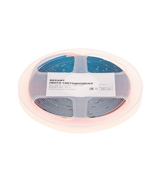 Лента светодиодная Rexant 24В, COB 8Вт/м, 320 LED/м, красный, 8мм, 5м, IP20