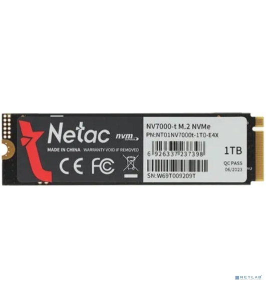 Накопитель SSD Netac NV7000-T, 1Tb, M.2 2280, PCIe 4.0 x4, NVMe, R/W 7300/6600, с радиатором