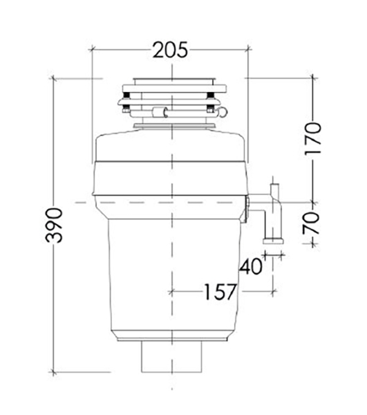 Измельчитель пищевых отходов Kuppersberg WS 550 B, High-Tech, мощность 550 Вт, 3400-3800 об/мин, защита от перегрева, авто выключение, DC мотор, шумоизоляция, уровень шума 70 дБ, черный