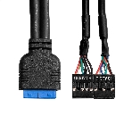 Планка USB на переднюю панель ExeGate U3H-627S, 3,5', 2хUSB3.0+HD Audio Combo, черная, металл, подсоед. к MB, фото2