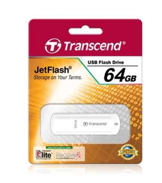 Флешка USB Transcend JetFlash 370 (TS64GJF370), 64Gb, USB 2.0, R/W 25/10, белый