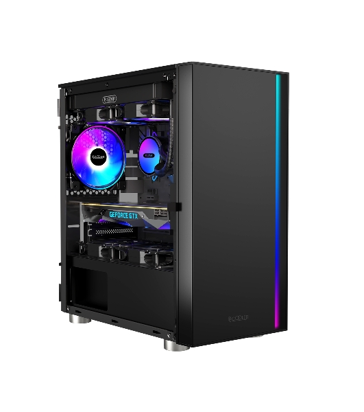 Компьютерный корпус без блока питания PCCOOLER LM300 ARGb BK, Flat Mid Tower, черный, TG, 0.45 SPCC, 1x120мм mATX, mITX 170/330/150мм 2x2.5', 2x3.5', 5xPCI 1xUSB-A 3.0, 2xUSB-A 2.0 375x205x427мм