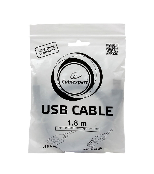 Кабель USB2.0 Pro Cablexpert CCP-USB2-AMBM-6G, AM/BM, 1.8м, экран, серый