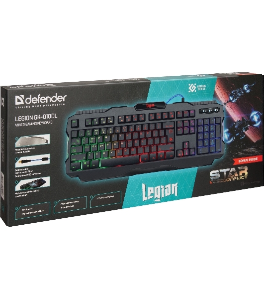 Клавиатура проводная Defender Legion GK-010DL RU, USB, черный