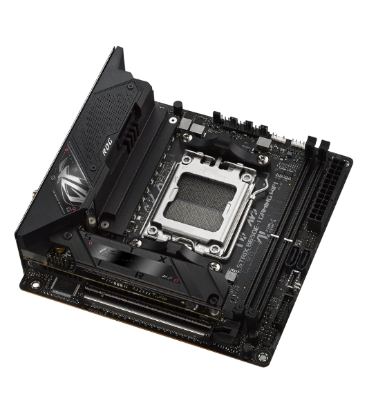 Материнская плата ASUS ROG STRIX B650E-I GAMING WIFI, AM5, AMD B650, 2xDDR5, 2xSATA, 2xM.2, 1xPCIe 5.0 x16, 1xHDMI, 1x 2.5Gb LAN, 4xUSB-A 3.2 Gen 2, 1xUSB-A 3.2 Gen 1, 1xUSB-C 3.2 Gen 2x2, 3x3.5 мм, 7.1, Mini-ITX