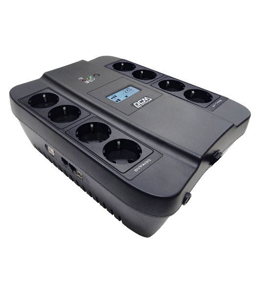 Источник бесперебойного питания Powercom Back-UPS SPIDER, Line-Interactive, LCD, AVR, 900VA/540W, Schuko, USB, black (1456263)