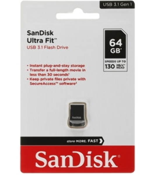 Флешка USB Sandisk 64Gb ULTRA FIT SDCZ430-064G-G46 USB3.1 черный
