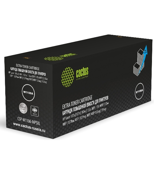 Картридж лазерный Cactus CSP-W1106-MPSXL (W1106A) черный (10000 стр.) для HP Laser 107a/107r/107w/135a MFP/135r MFP/135w MFP/137fnw MFP/137fwg MFP/MFP 135ag/135wg