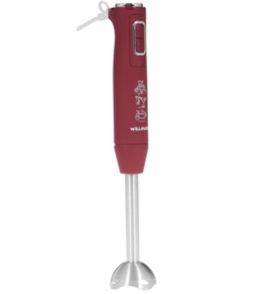 Блендер погружной Willmark WHB-1250PS (500Вт,рег.скор,турбо режим,Soft touch, измельчитель,бордовый)