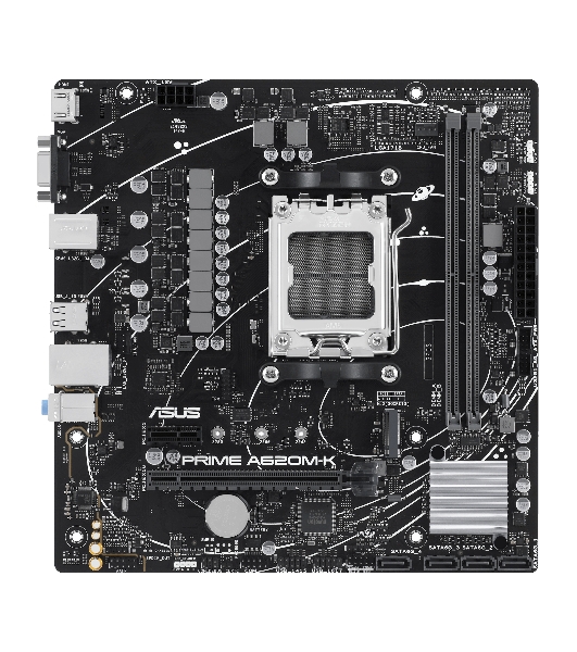 Материнская плата ASUS PRIME A620M-K, AM5, AMD A620, 2xDDR5, 4xSATA, 1xM.2, 1xPCI-E 4.0 x16, 1xPCI-E x1, 1xHDMI, 1xVGA, 1x 1Gb LAN, 4xUSB-A 3.2 Gen 1, 2xUSB-A 2.0, 3x3.5 мм, 7.1, Micro-ATX