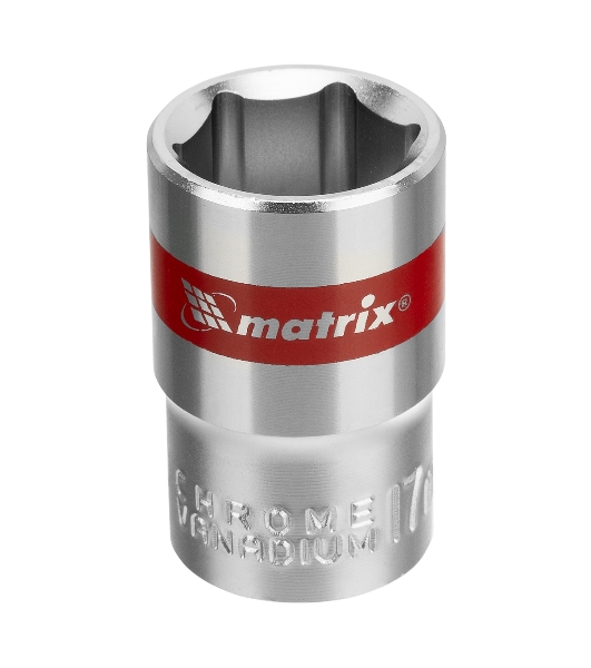Головка торцевая Matrix, 17 мм, 6-гранная, CrV, под квадрат 1/2', хромированная