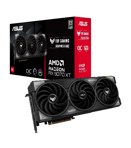 Видеокарта ASUS RX9070XT TUF GAMING OC 16Gb GDDR6 256bit 3xDP HDMI 3FAN RTL TUF-RX9070XT-O16G-GAMING