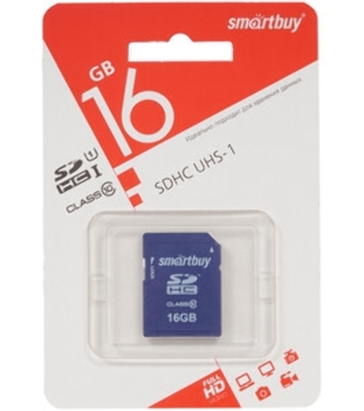 Флеш карта SD 16Gb, Smartbuy SDHC Class 10