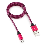 Кабель Gembird USB 2.0 Cablexpert AM/microBM 5P, 1м, нейлоновая оплетка, алюминиевые разъемы, фиолетовый, пакет, фото2