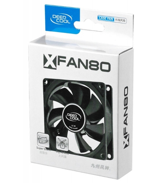 Вентилятор для корпуса DEEPCOOL XFAN 80 черный, 80 мм, 1800 об/мин, 20.3 дБ, Molex