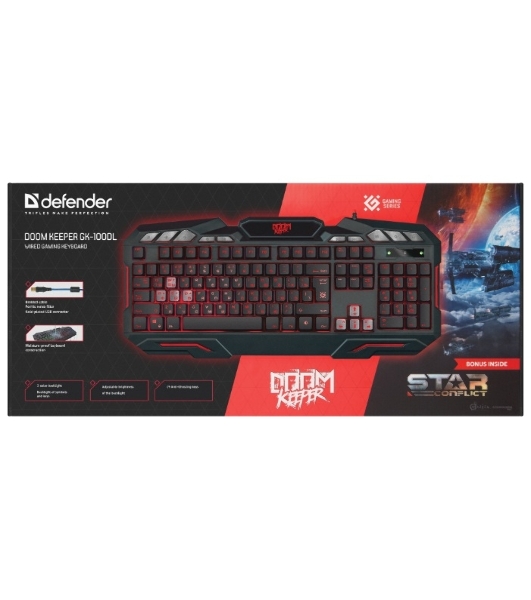 Клавиатура проводная Defender Doom Keeper GK-100DL RU, USB, черный