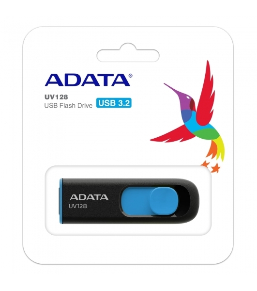 Флешка USB ADATA UV128 (AUV128-32G-RBE), 32Gb, USB 3.0, R/W 100/30, черный/синий