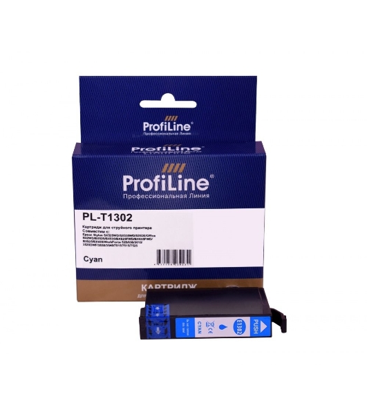 Картридж струйный ProfiLine PL-T1302 для принтеров Epson Stylus SX525WD/SX535WD/SX620/Office B42WD/BX525/BX535/BX625FWD/BX635FWD/BX925/BX935/WorkForce 525/630/3010/3520DWF/3530/3540/7015/7515/7525 с чернилами Cyan 10,1 мл