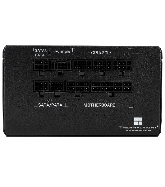 Блок питания Thermalright, 750W 80+ Bronze (ATX, 3.0, PCIe 5.0, Full modular, 1x24(20+4)pin, 2xCPU 8(4+4)pin, 4xPCIe*2 8(6+2)pin, 3xSATA3, 1x12+4pin (12VHPWR PCIe 5.0 12+4pin 600mm), 3xMOLEX4pin, Active, 120x120мм, 150x140x86mm, APFC, black)