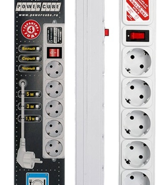 Сетевой фильтр Powercube SPG-B-10 3 м, 5 розеток, серый, коробка
