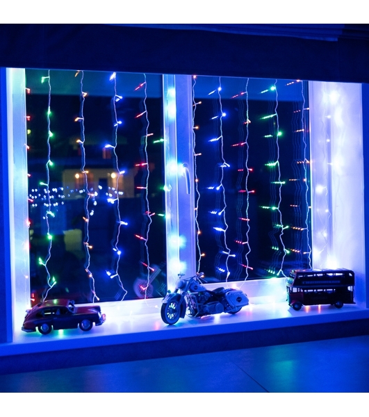 Гирлянда Neon-night 'Светодиодный Дождь' 1,5х1,5м, свечение с динамикой, прозрачный провод, 230 В, диоды МУЛЬТИКОЛОР