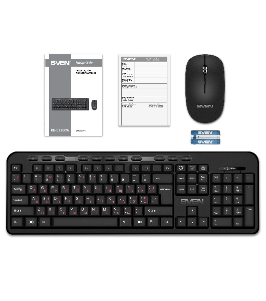 Комплект клавиатура + мышь SVEN KB-C3200W беспроводные клавиатура и мышь, черные