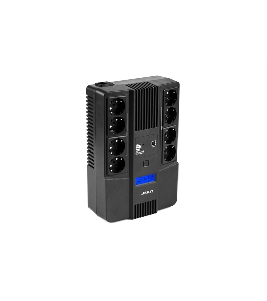 Источник бесперебойного питания Бастион SKAT-UPS 800-AID-IN-1x9-8 ИБП 220В 480Вт, LCD, АКБ 1x 9А·ч, line interactive, мод.синус, 8хSchuko,2xUS (8933)