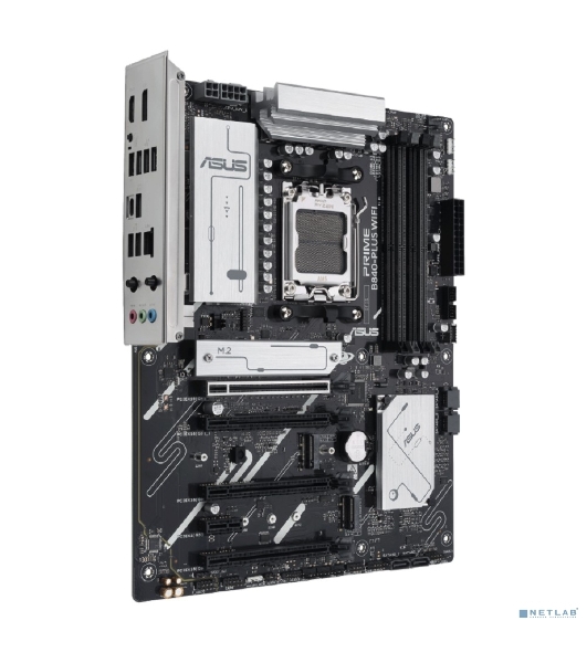 Материнская плата ASUS PRIME B840-PLUS WIFI, AM5, AMD B840, 4xDDR5, 4xSATA, 3xM.2, 1xPCIe 4.0 x16, 1xPCIe 3.0 x16, 2xPCIe 3.0 x16, 1xPCIe 3.0 x1, 1xDP, 1xHDMI, 1x 2.5Gb LAN, 8xUSB-A, 3x3.5 мм, 7.1, ATX